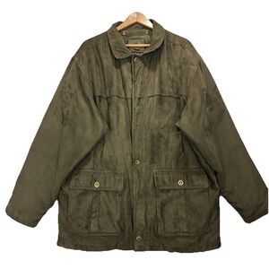 Rainforest Suede Zip Button Down Jacket Men XL VTG‎ 90s Full Zip Removable Lined